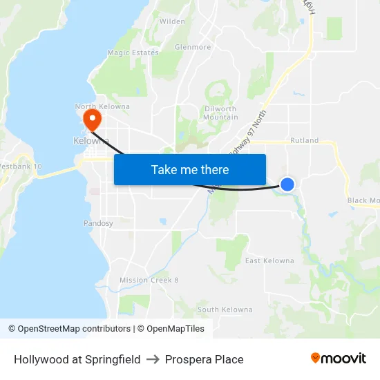 Hollywood at Springfield to Prospera Place map