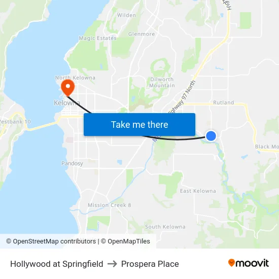 Hollywood at Springfield to Prospera Place map