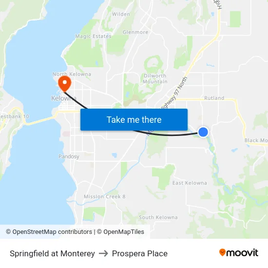 Springfield at Monterey to Prospera Place map