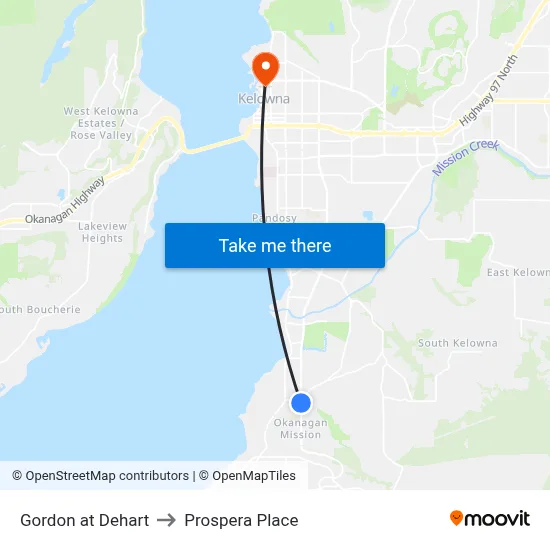 Gordon at Dehart to Prospera Place map
