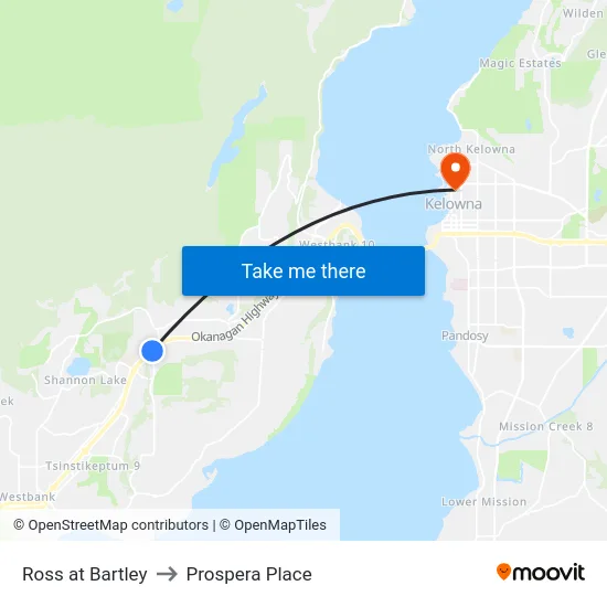 Ross at Bartley to Prospera Place map