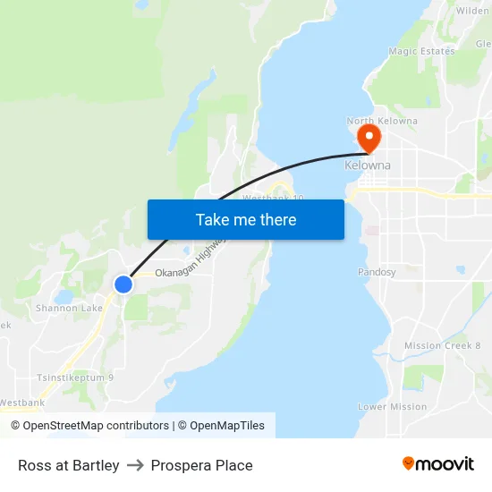 Ross at Bartley to Prospera Place map