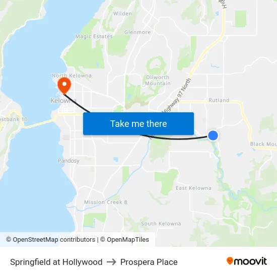 Springfield at Hollywood to Prospera Place map