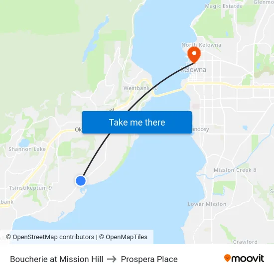 Boucherie at Mission Hill to Prospera Place map