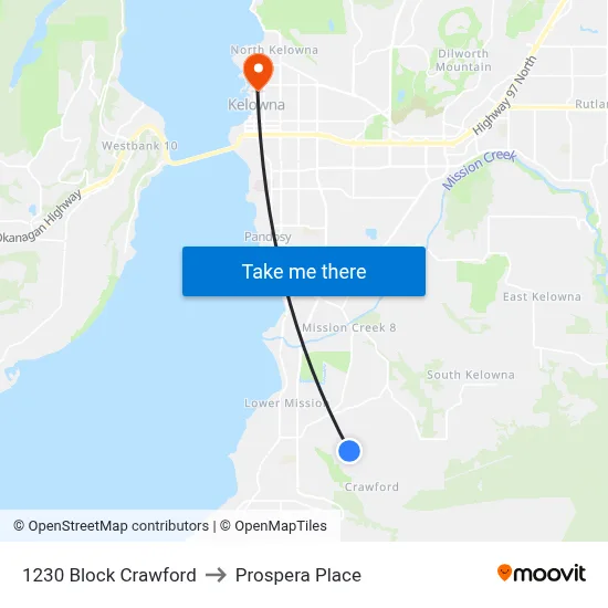 1230 Block Crawford to Prospera Place map