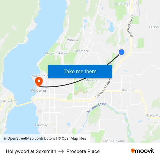 Hollywood at Sexsmith to Prospera Place map