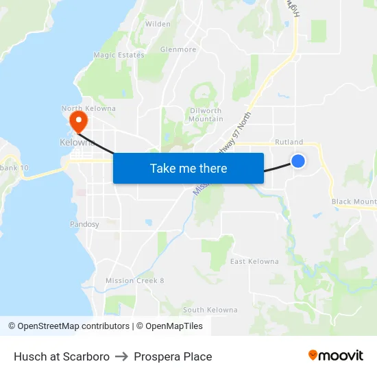 Husch at Scarboro to Prospera Place map