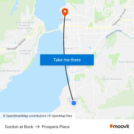 Gordon at Buck to Prospera Place map