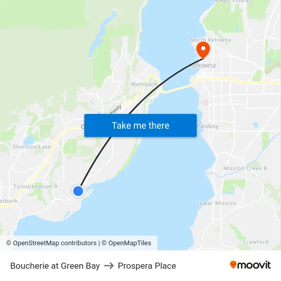 Boucherie at Green Bay to Prospera Place map