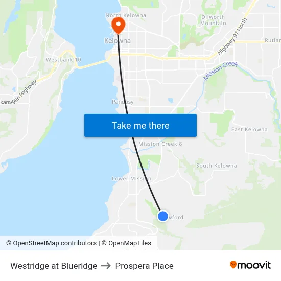 Westridge at Blueridge to Prospera Place map