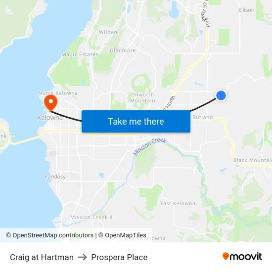Craig at Hartman to Prospera Place map