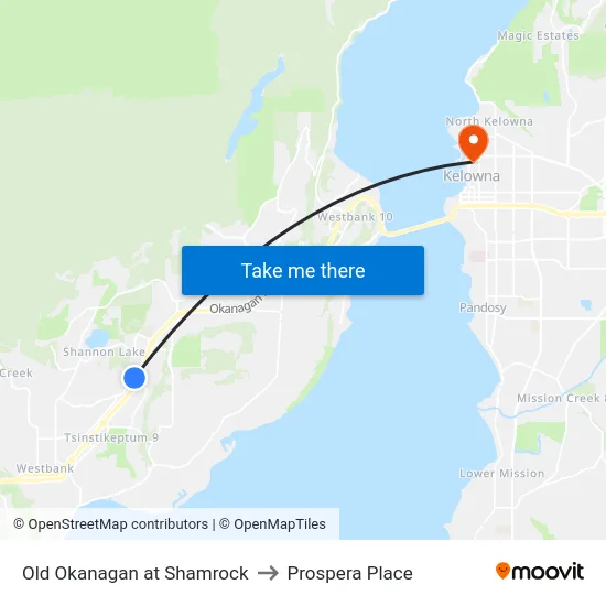 Old Okanagan at Shamrock to Prospera Place map