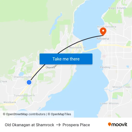 Old Okanagan at Shamrock to Prospera Place map
