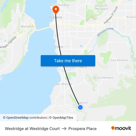 Westridge at Westridge Court to Prospera Place map