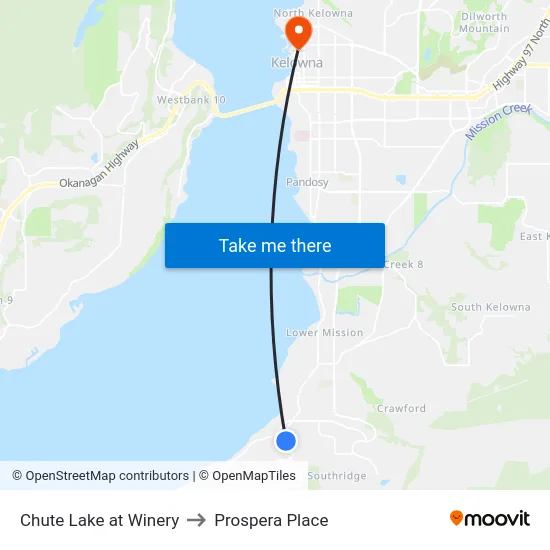 Chute Lake at Winery to Prospera Place map