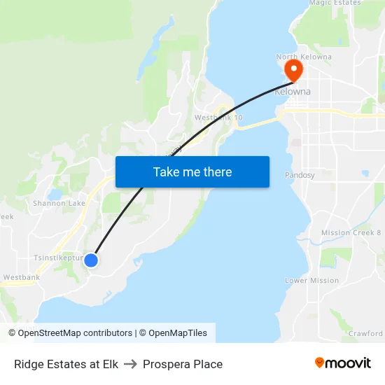 Ridge Estates at Elk to Prospera Place map