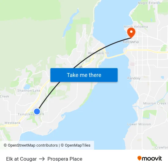 Elk at Cougar to Prospera Place map
