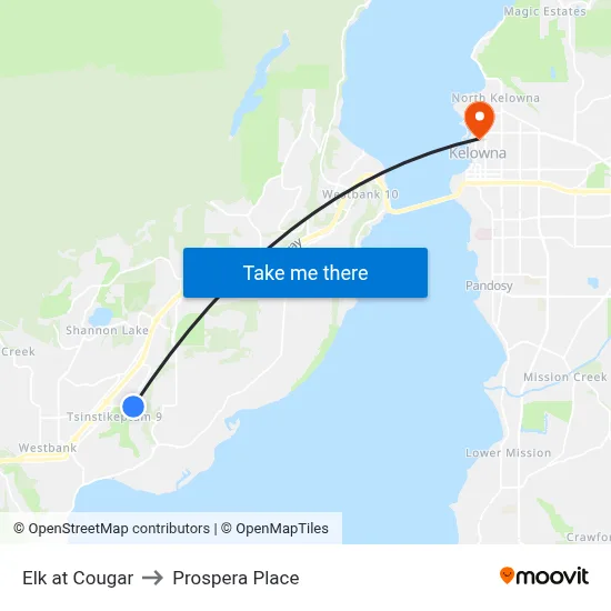 Elk at Cougar to Prospera Place map