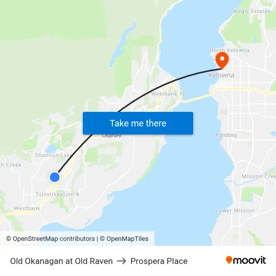 Old Okanagan at Old Raven to Prospera Place map