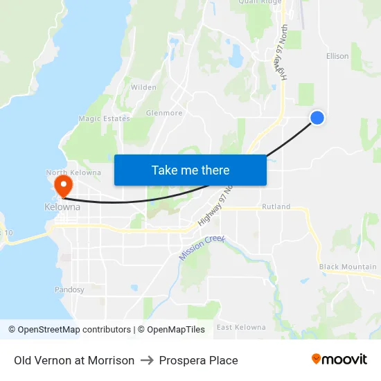 Old Vernon at Morrison to Prospera Place map