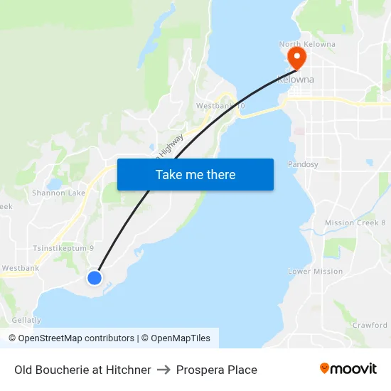 Old Boucherie at Hitchner to Prospera Place map