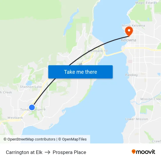 Carrington at Elk to Prospera Place map