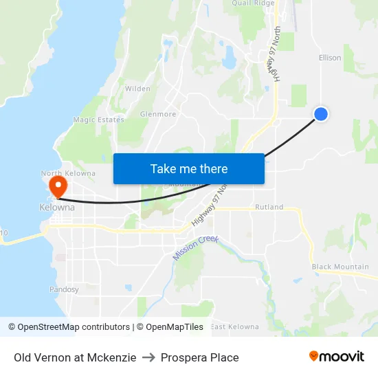 Old Vernon at Mckenzie to Prospera Place map