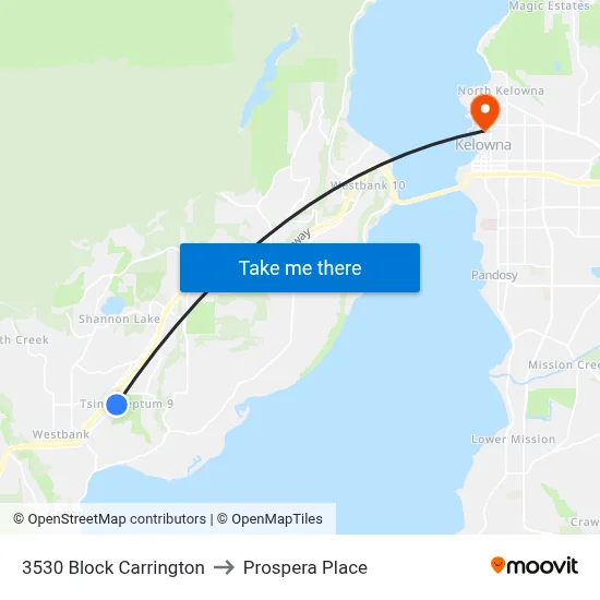3530 Block Carrington to Prospera Place map