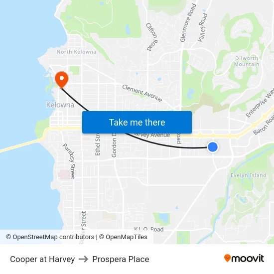 Cooper at Harvey to Prospera Place map