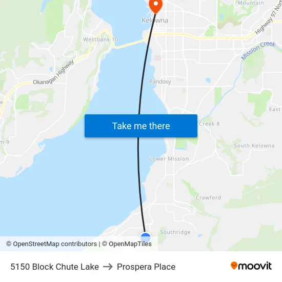 5150 Block Chute Lake to Prospera Place map