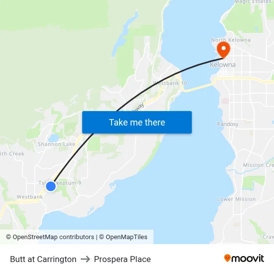 Butt at Carrington to Prospera Place map