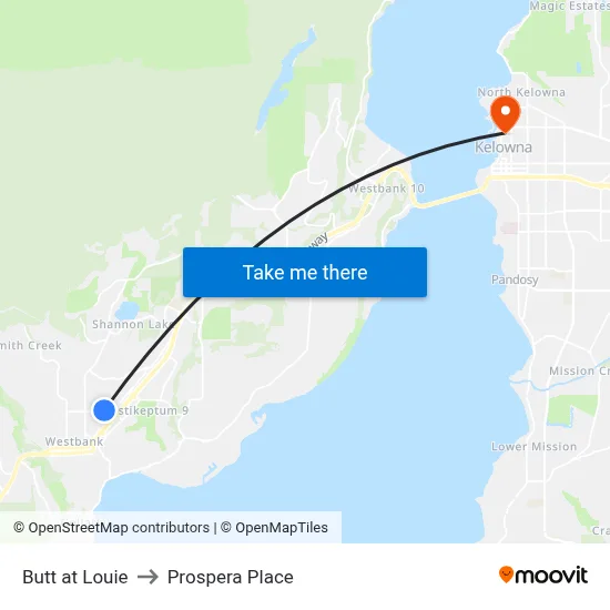 Butt at Louie to Prospera Place map