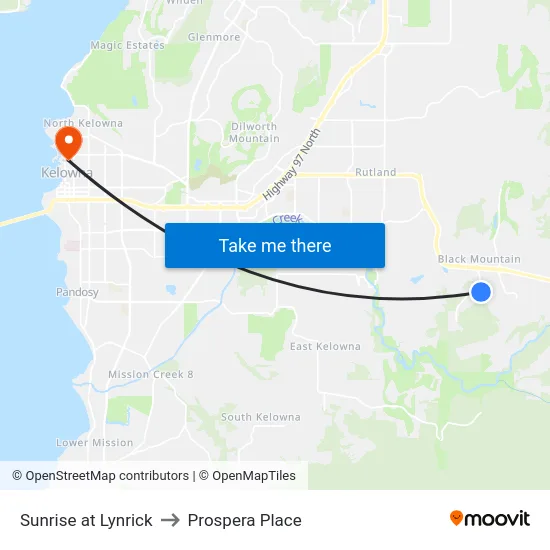Sunrise at Lynrick to Prospera Place map