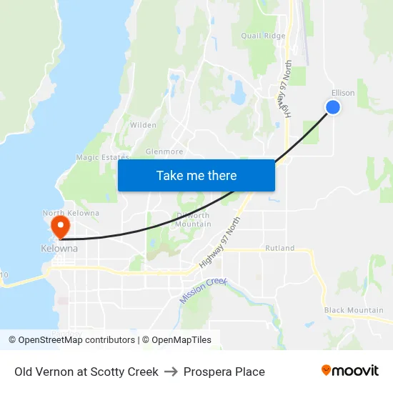 Old Vernon at Scotty Creek to Prospera Place map