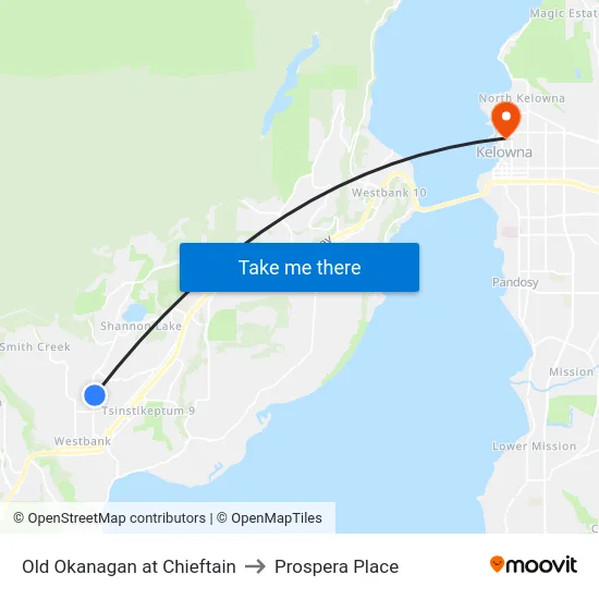 Old Okanagan at Chieftain to Prospera Place map