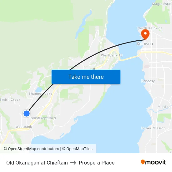 Old Okanagan at Chieftain to Prospera Place map