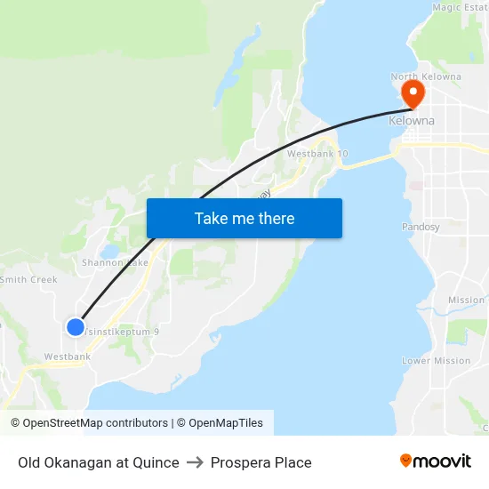 Old Okanagan at Quince to Prospera Place map