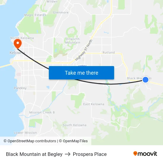Black Mountain at Begley to Prospera Place map