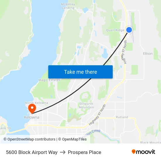 5600 Block Airport Way to Prospera Place map