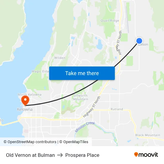 Old Vernon at Bulman to Prospera Place map