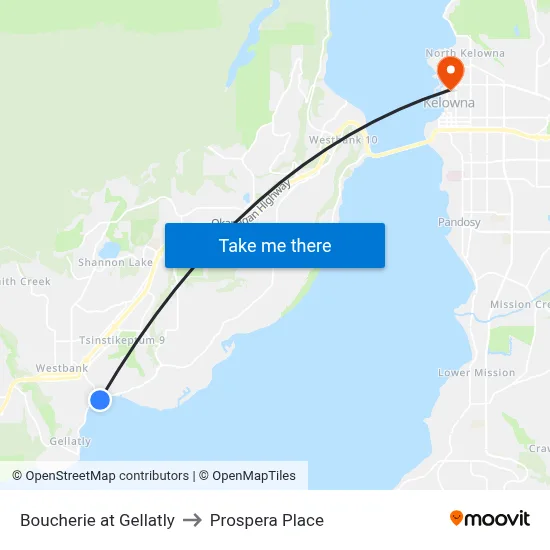 Boucherie at Gellatly to Prospera Place map