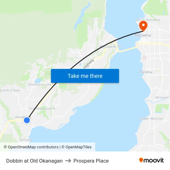 Dobbin at Old Okanagan to Prospera Place map