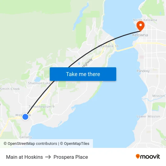 Main at Hoskins to Prospera Place map