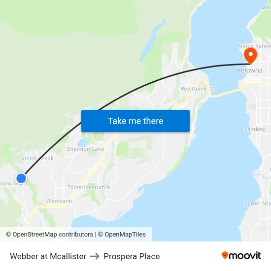 Webber at Mcallister to Prospera Place map