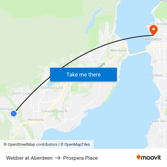 Webber at Aberdeen to Prospera Place map