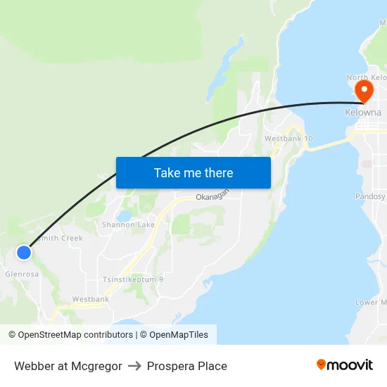 Webber at Mcgregor to Prospera Place map