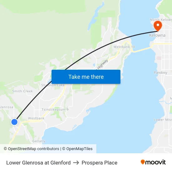Lower Glenrosa at Glenford to Prospera Place map