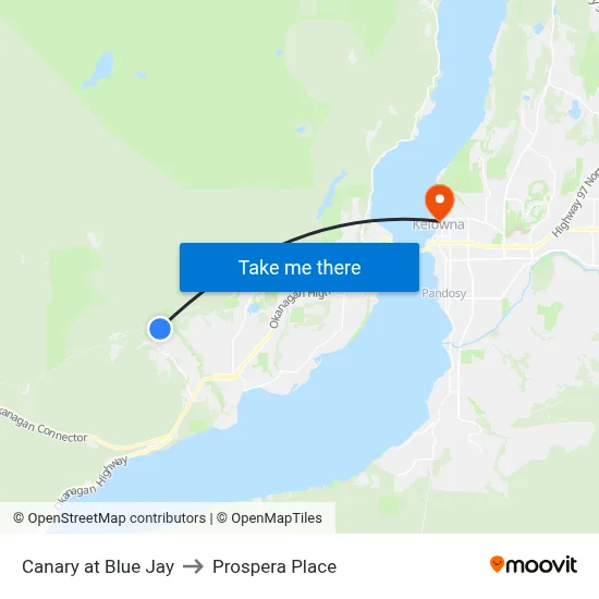 Canary at Blue Jay to Prospera Place map