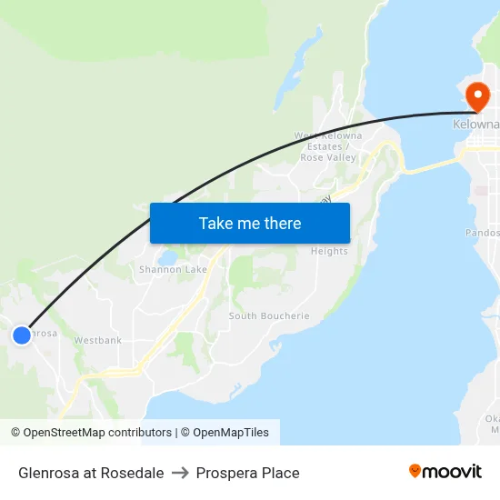 Glenrosa at Rosedale to Prospera Place map