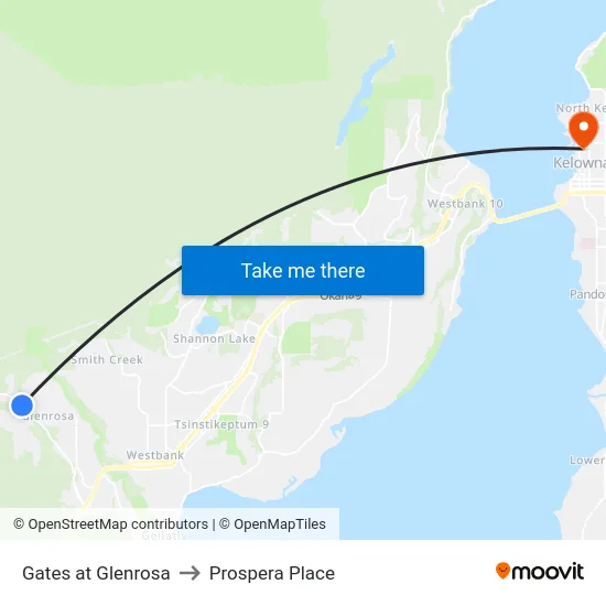 Gates at Glenrosa to Prospera Place map